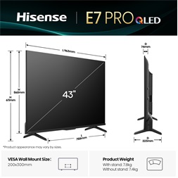 Hisense 43" 43E7QPRO 4K UHD Smart QLED TV
