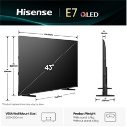 Hisense 43" 43E7Q 4K UHD Smart QLED TV (Újracsomagolt)