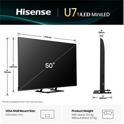 Hisense 50" 50U7Q 4K UHD Smart MiniLED ULED TV (Újracsomagolt)