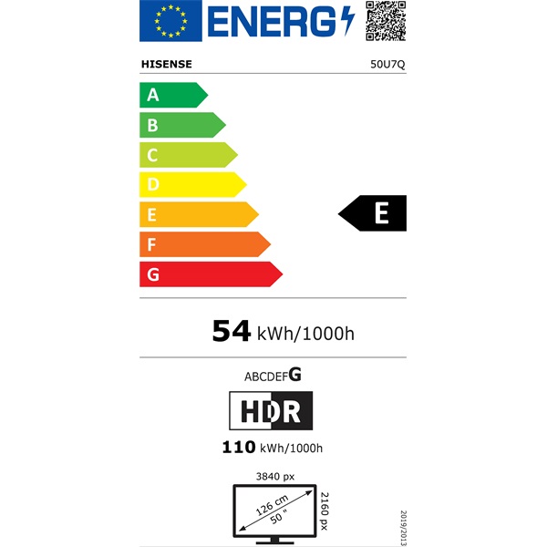 Hisense 50" 50U7Q 4K UHD Smart MiniLED ULED TV (Újracsomagolt)