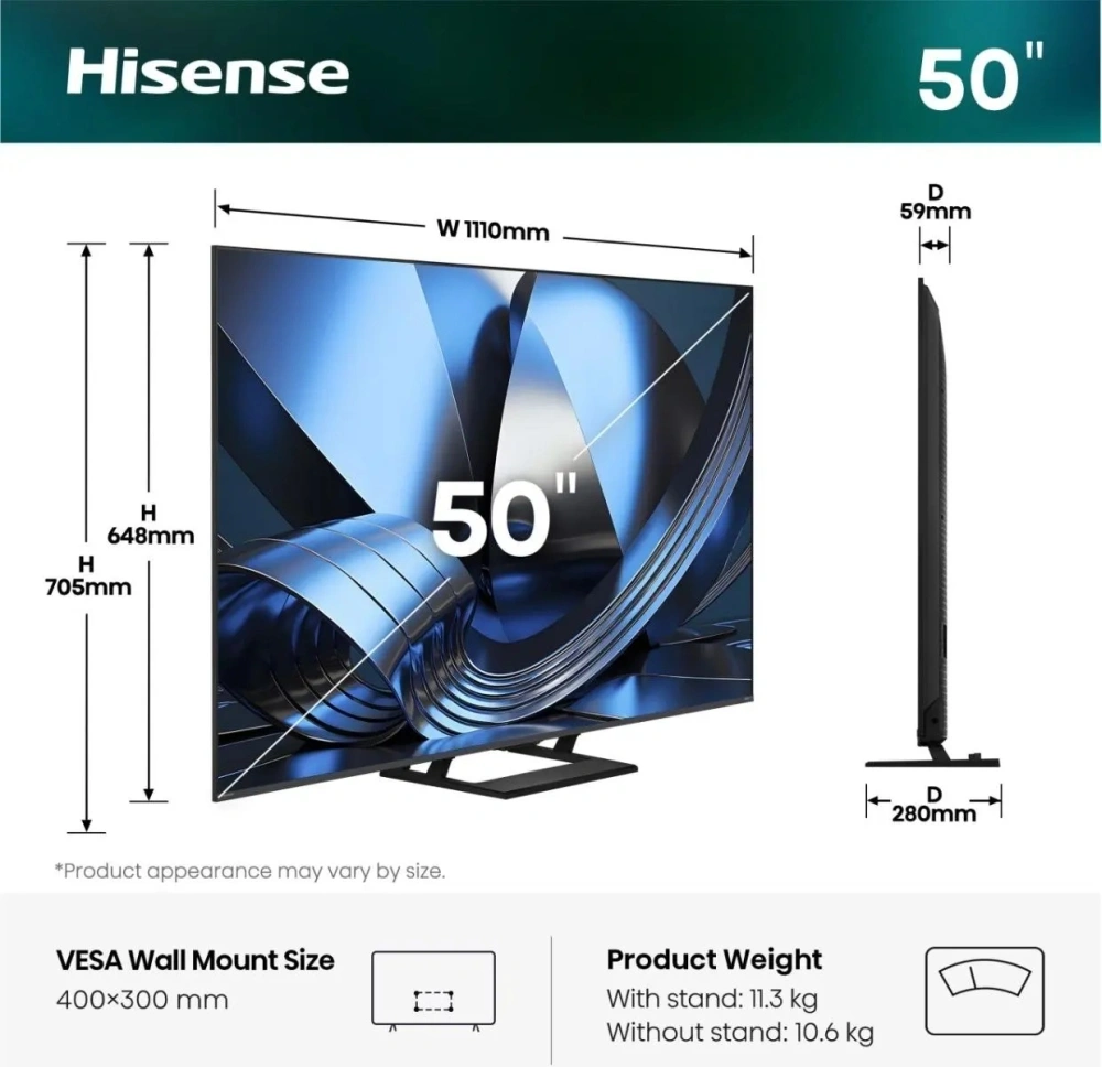Hisense 50" 50U7SE 4K UHD Smart MiniLED TV
