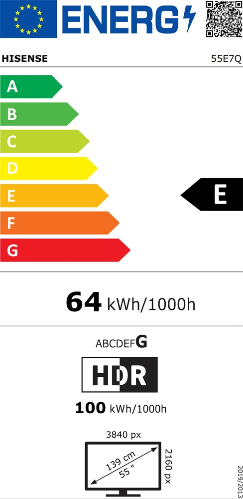 Hisense 55" 55E7Q 4K UHD Smart QLED TV (Újracsomagolt)