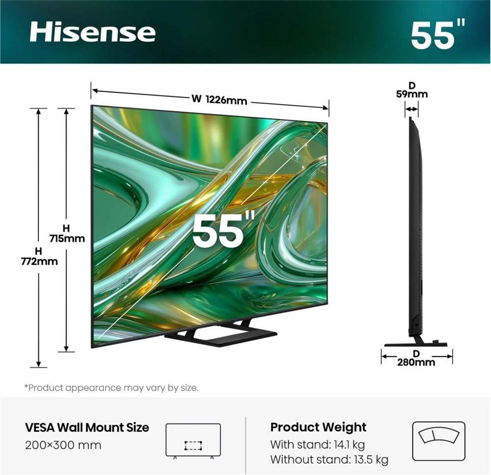 Hisense 55" 55E8S 4K UHD Smart MiniLED TV