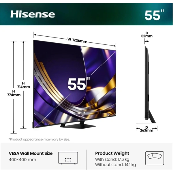 Hisense 55" 55U7S PRO 4K UHD Smart MiniLED TV
