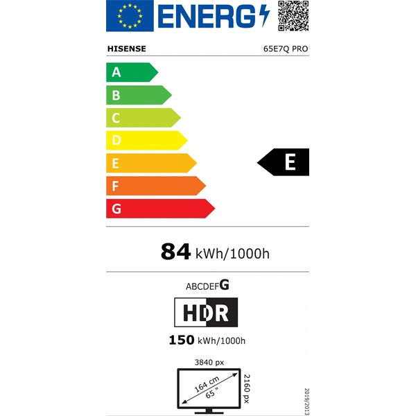 Hisense 65" 65E7QPRO 4K UHD Smart Gamer QLED TV (Újracsomagolt)