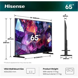 Hisense 65" 65E7S PRO 4K UHD Smart QLED TV