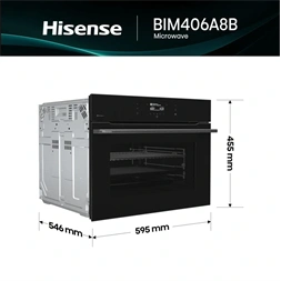 Hisense BIM406A8B fekete, beépíthető, kompakt, 45 cm, mikrohullámú sütő