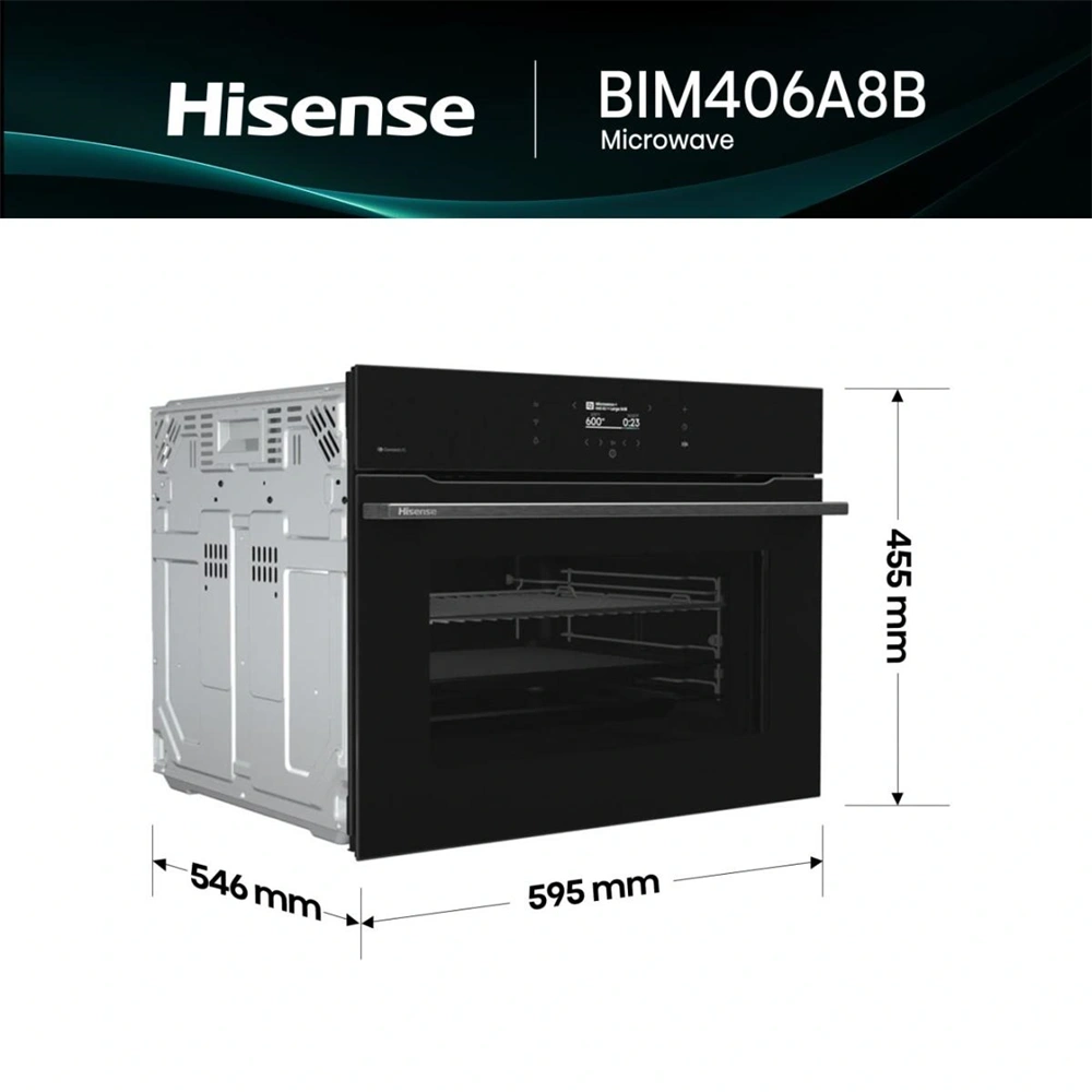 Hisense BIM406A8B fekete, beépíthető, kompakt, 45 cm, mikrohullámú sütő
