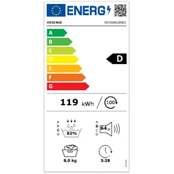Hisense DH3S802BW2 fehér, 8 kg, hőszivattyús, szárítógép