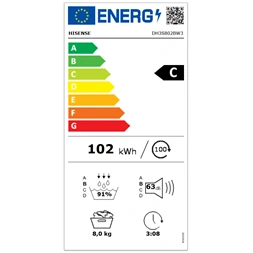 Hisense DH3S802BW3 fehér, 8 kg, hőszivattyús, szárítógép