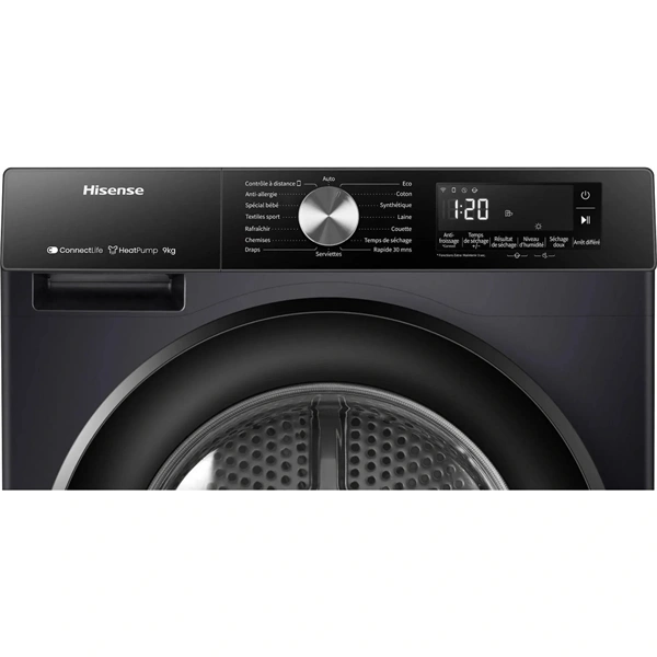 Hisense DH3S902BBCC fekete, hőszivattyús, 9 kg, szárítógép