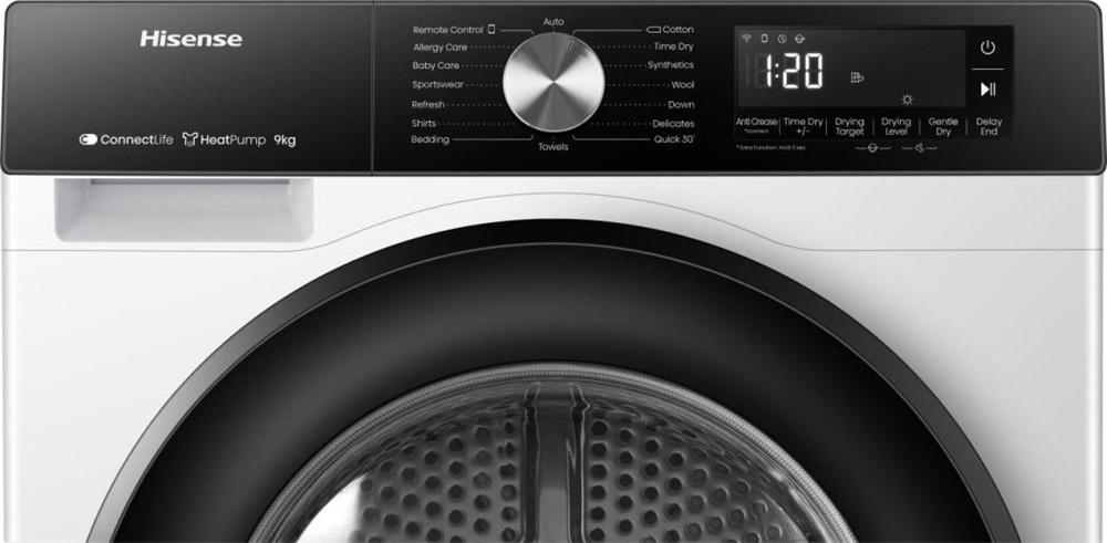 Hisense DH3S902BW3 fehér, 9 kg, hőszivattyús, szárítógép