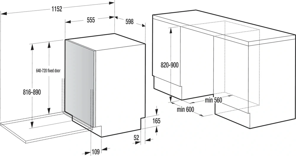 Hisense HV693A66UVAD beépíthető, teljesen integrálható, 60 cm, 16 terítékes, mosogatógép