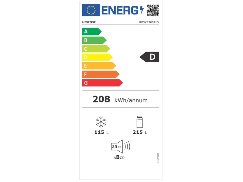 Hisense RB3K330SAID szürke, alulfagyasztós, Hűtő:215L, Fagyasztó:115L, Total No frost hűtőszekrény (Használt - A)