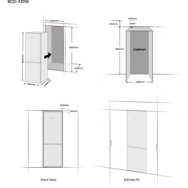 Hisense RB3K330SAIE alulfagyasztós, Hűtő:215L, Fagyasztó:115L, Total No Frosthűtőszekrény