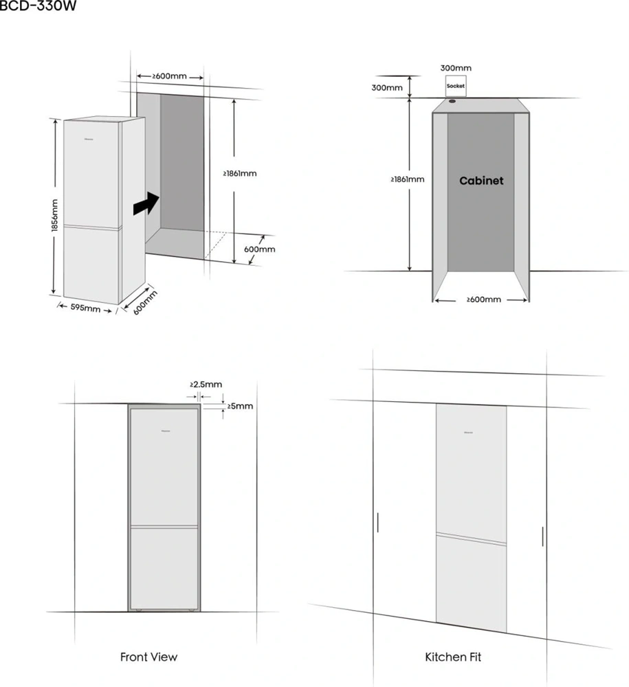 Hisense RB3K330SAIE alulfagyasztós, Hűtő:215L, Fagyasztó:115L, Total No Frosthűtőszekrény