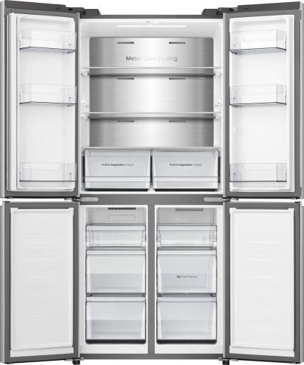 Hisense RQ5P470SAID szürke, négyajtós, Hűtő:304L, Fagyasztó:179L, Total No frost hűtőszekrény