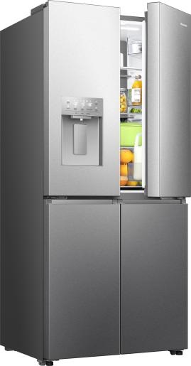 Hisense RQ5P470SYID szürke, négyajtós, Hűtő:304L, Fagyasztó:179L, Total No frost hűtőszekrény