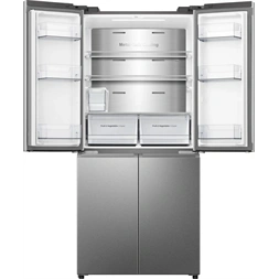 Hisense RQ5P470SYID szürke, négyajtós, Hűtő:304L, Fagyasztó:179L, Total No frost hűtőszekrény