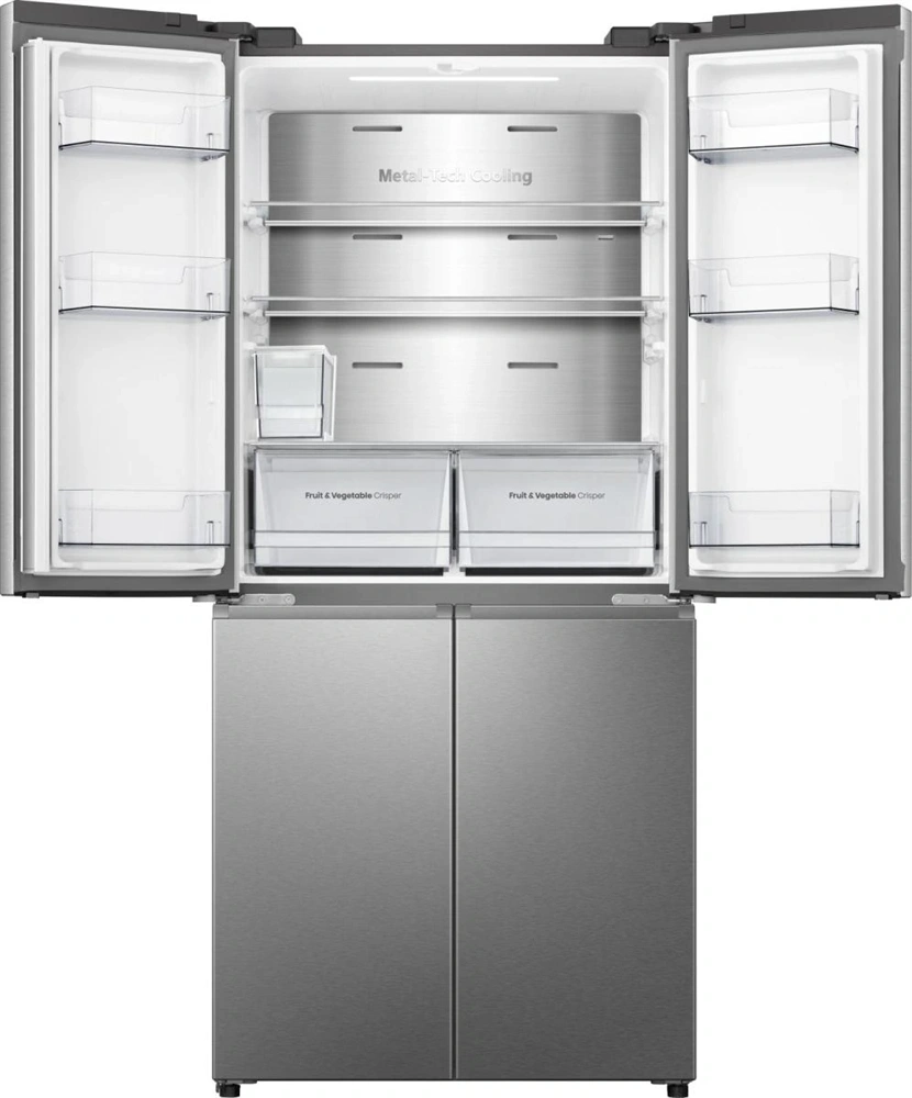 Hisense RQ5P470SYID szürke, négyajtós, Hűtő:304L, Fagyasztó:179L, Total No frost hűtőszekrény