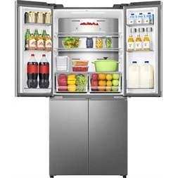 Hisense RQ5P470SYID szürke, négyajtós, Hűtő:304L, Fagyasztó:179L, Total No frost hűtőszekrény