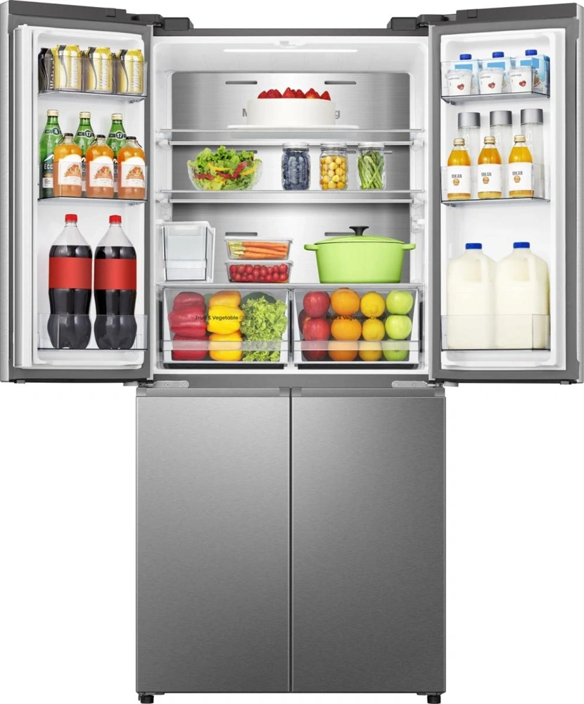 Hisense RQ5P470SYID szürke, négyajtós, Hűtő:304L, Fagyasztó:179L, Total No frost hűtőszekrény