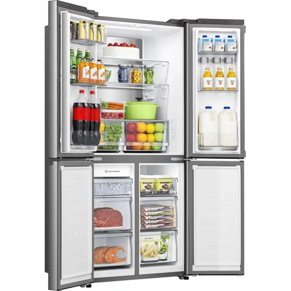 Hisense RQ5P470SYID szürke, négyajtós, Hűtő:304L, Fagyasztó:179L, Total No frost hűtőszekrény