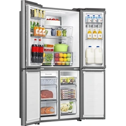 Hisense RQ5P470SYID szürke, négyajtós, Hűtő:304L, Fagyasztó:179L, Total No frost hűtőszekrény