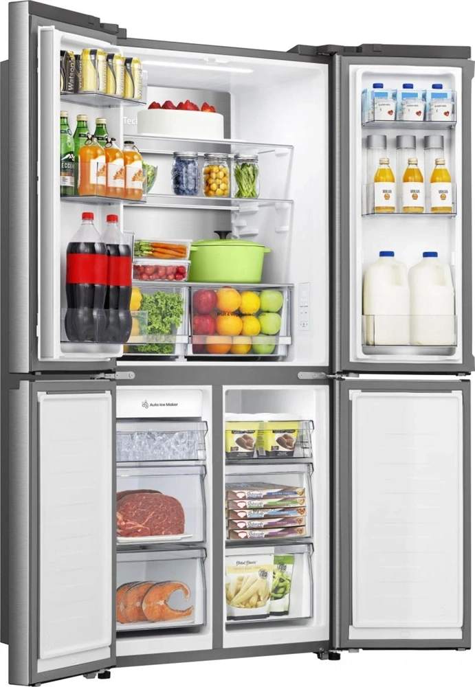 Hisense RQ5P470SYID szürke, négyajtós, Hűtő:304L, Fagyasztó:179L, Total No frost hűtőszekrény