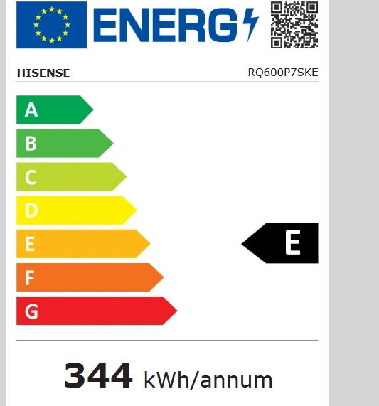 Hisense RQ600P7SKE fekete, alulfagyasztós, Hűtő:349+129L, Fagyasztó:121L, Total No frost Multidoor hűtőszekrény