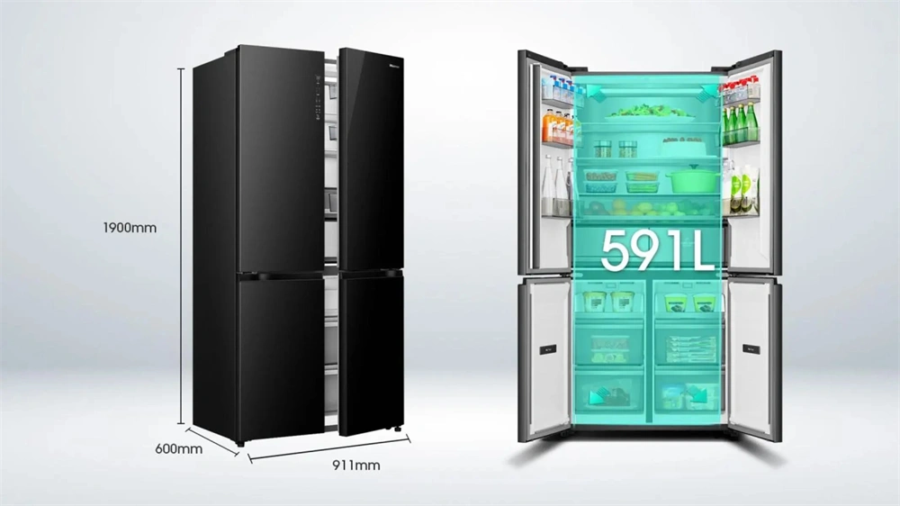Hisense RQ768N4GBE fekete, négyajtós, No Frost, MultiDoor hűtőszekrény