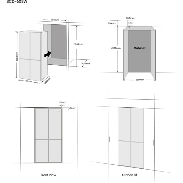 Hisense RQ768N4GVE szürke, négyajtós, No Frost, MultiDoor hűtőszekrény