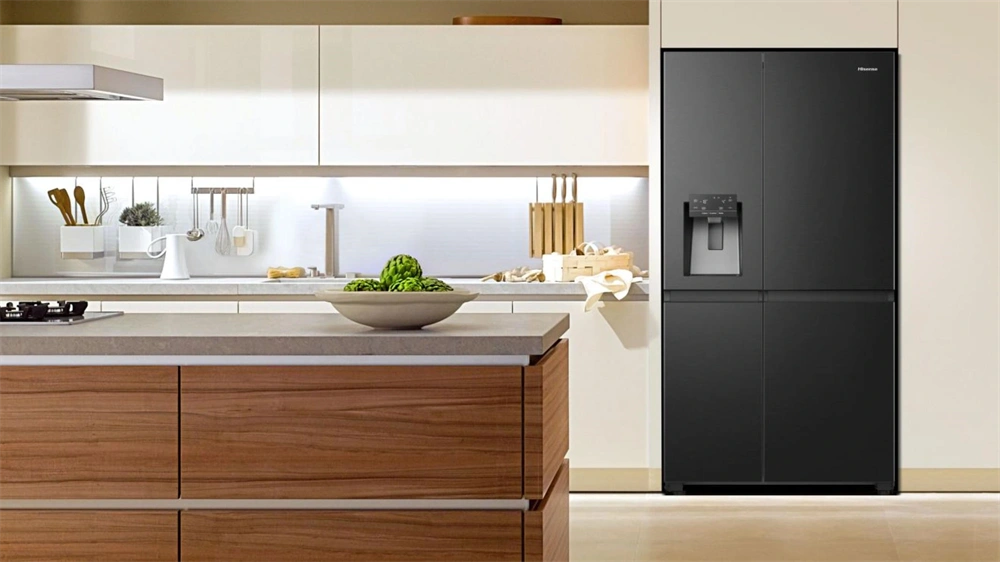 Hisense RS818N4TFC fekete, Side-by-Side, Hűtő:417L, Fagyasztó:215L, Total No frost hűtőszekrény