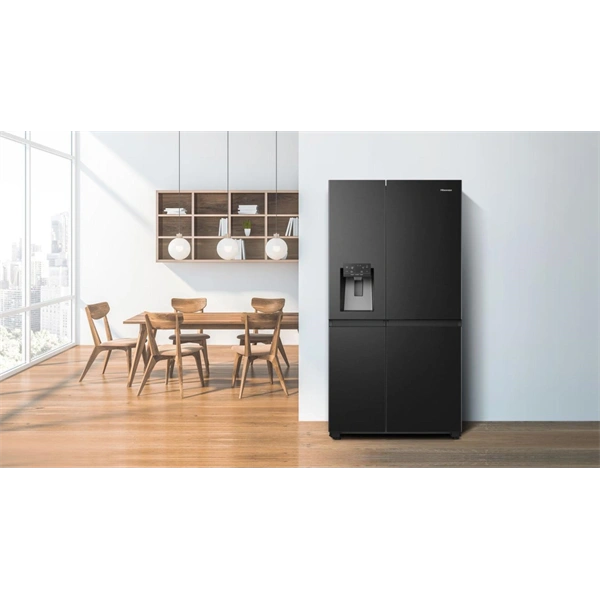 Hisense RS818N4TFC fekete, Side-by-Side, Hűtő:417L, Fagyasztó:215L, Total No frost hűtőszekrény