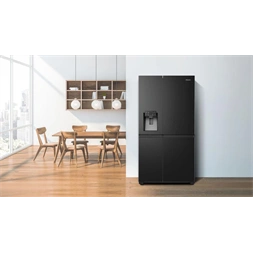 Hisense RS818N4TFC fekete, Side-by-Side, Hűtő:417L, Fagyasztó:215L, Total No frost hűtőszekrény