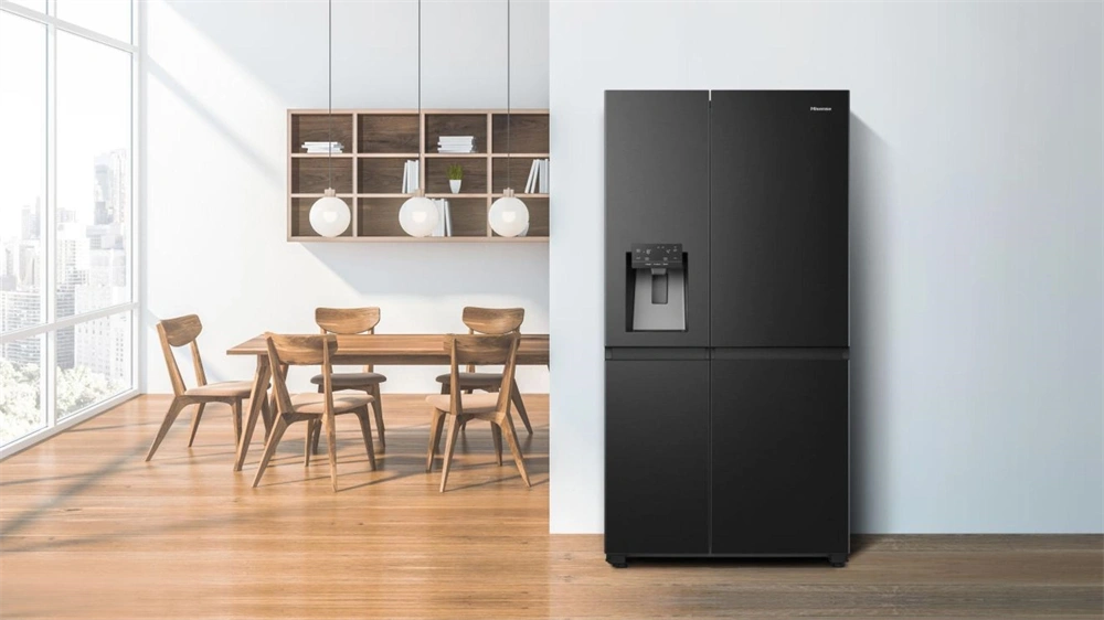 Hisense RS818N4TFC fekete, Side-by-Side, Hűtő:417L, Fagyasztó:215L, Total No frost hűtőszekrény