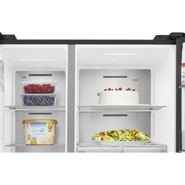 Hisense RS818N4TFC fekete, Side-by-Side, Hűtő:417L, Fagyasztó:215L, Total No frost hűtőszekrény