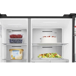 Hisense RS818N4TFC fekete, Side-by-Side, Hűtő:417L, Fagyasztó:215L, Total No frost hűtőszekrény