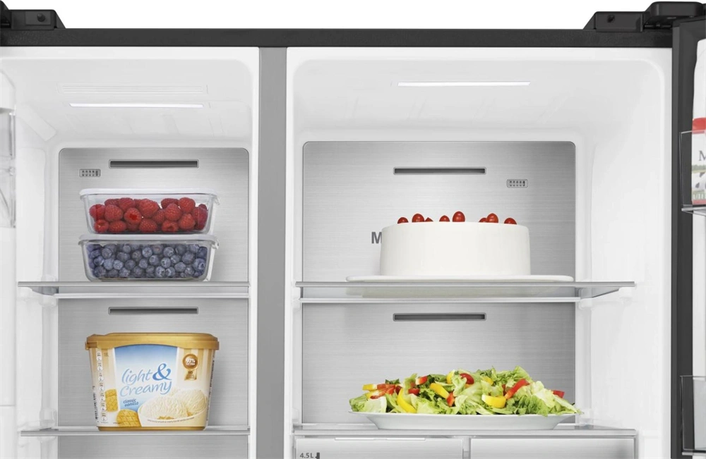 Hisense RS818N4TFC fekete, Side-by-Side, Hűtő:417L, Fagyasztó:215L, Total No frost hűtőszekrény