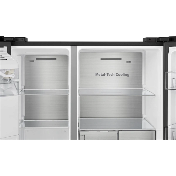 Hisense RS818N4TFC fekete, Side-by-Side, Hűtő:417L, Fagyasztó:215L, Total No frost hűtőszekrény