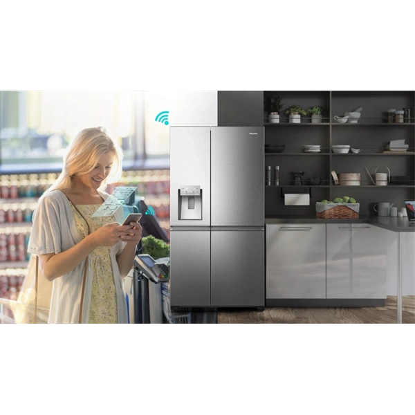 Hisense RS818N4TIC szürke, Side-by-Side, Hűtő:417L, Fagyasztó:215L, Total No frost hűtőszekrény