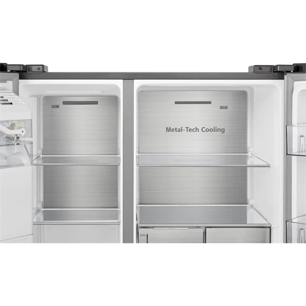 Hisense RS818N4TIC szürke, Side-by-Side, Hűtő:417L, Fagyasztó:215L, Total No frost hűtőszekrény