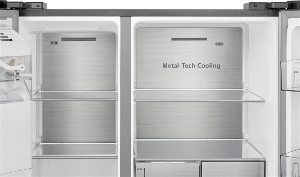 Hisense RS818N4TIC szürke, Side-by-Side, Hűtő:417L, Fagyasztó:215L, Total No frost hűtőszekrény