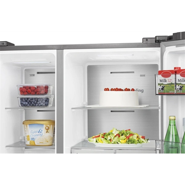 Hisense RS818N4TIC szürke, Side-by-Side, Hűtő:417L, Fagyasztó:215L, Total No frost hűtőszekrény