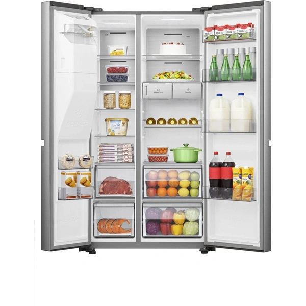 Hisense RS818N4TIC szürke, Side-by-Side, Hűtő:417L, Fagyasztó:215L, Total No frost hűtőszekrény