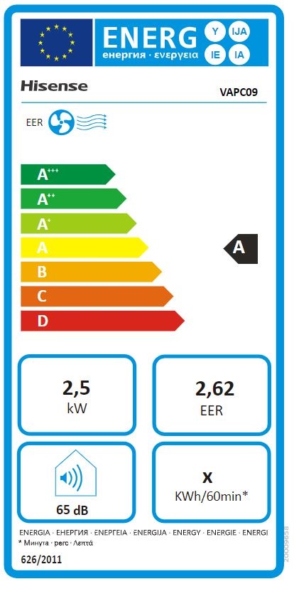 Hisense VAPC09 2,5kW hűtő mobil klíma