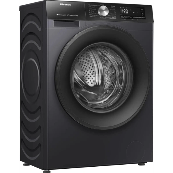 Hisense WD3S8043BB3 fekete, elöltöltős, 8 kg mosás, mosó-szárítógép