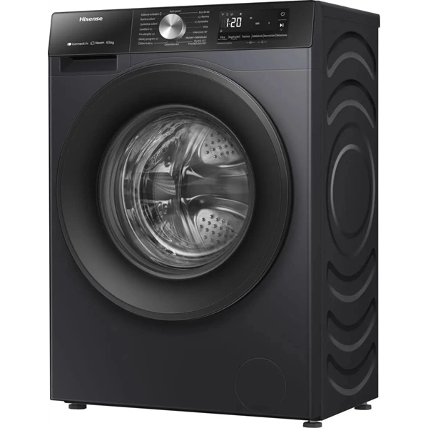 Hisense WD3S8043BB3 fekete, elöltöltős, 8 kg mosás, mosó-szárítógép