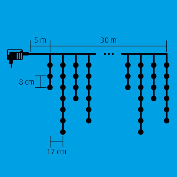 Home KKF 908/WH 30m/900 LED/8 programos/kül-beltéri hidegfehér LED-es karácsonyi fényfüggöny