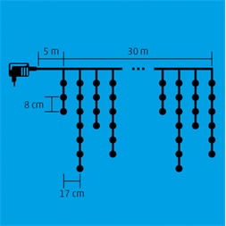 Home KKF 908/WH 30m/900 LED/8 programos/kül-beltéri hidegfehér LED-es karácsonyi fényfüggöny
